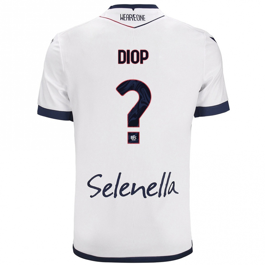 Kids Football Saer Diop #0 White Royal Blue Away Jersey 2024/25 T-Shirt Australia