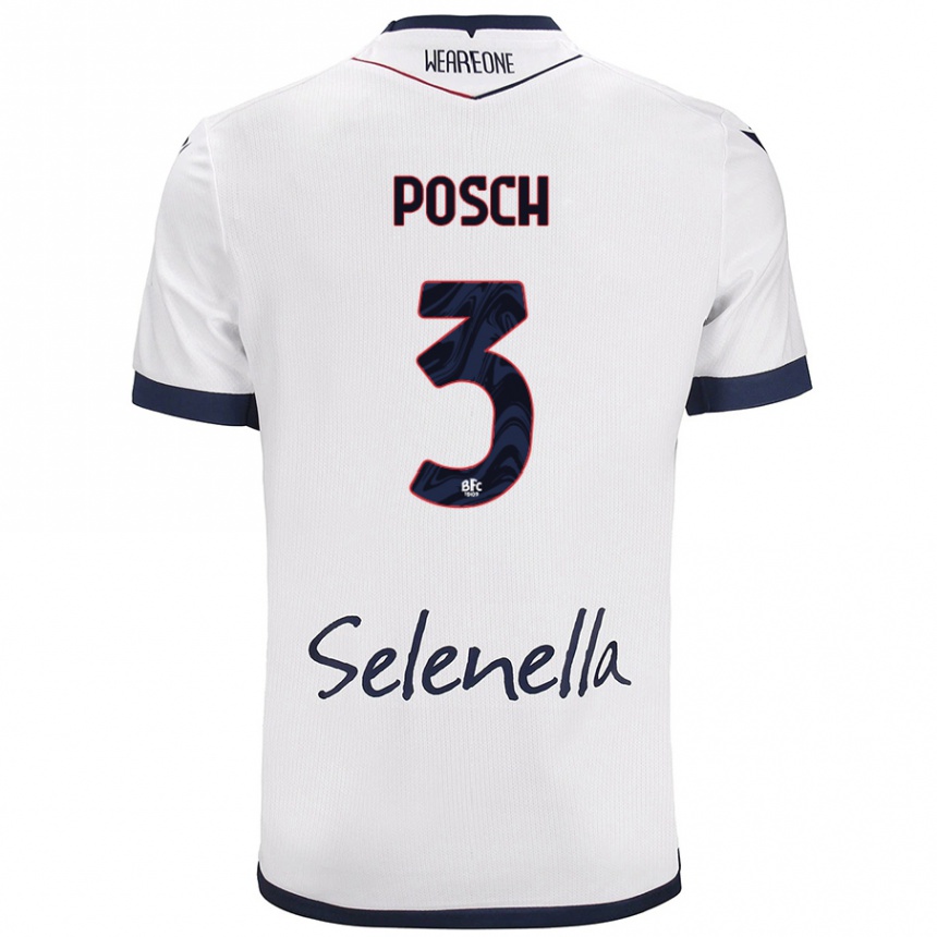 Kids Football Stefan Posch #3 White Royal Blue Away Jersey 2024/25 T-Shirt Australia