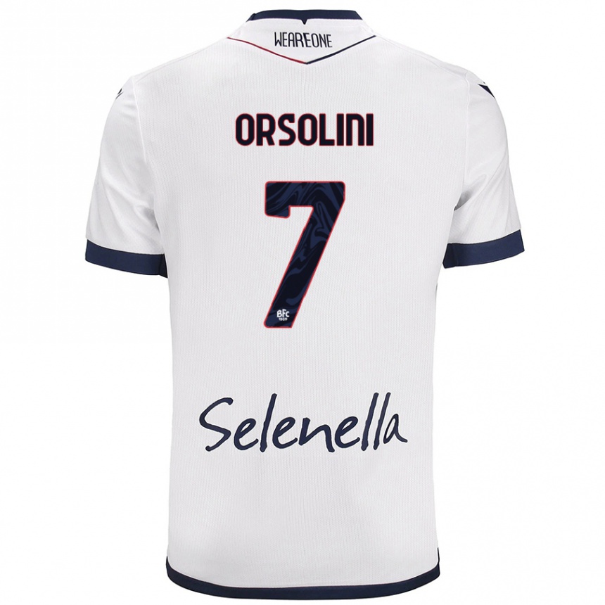 Kids Football Riccardo Orsolini #7 White Royal Blue Away Jersey 2024/25 T-Shirt Australia