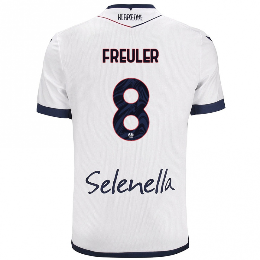 Kids Football Remo Freuler #8 White Royal Blue Away Jersey 2024/25 T-Shirt Australia