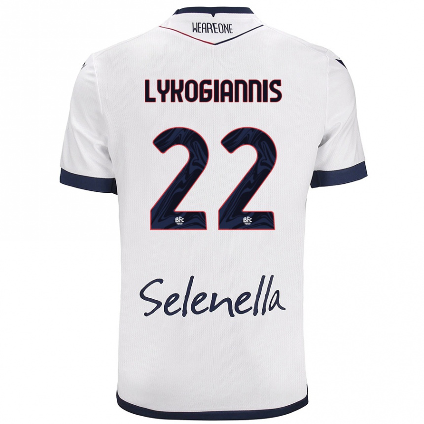 Kids Football Charalampos Lykogiannis #22 White Royal Blue Away Jersey 2024/25 T-Shirt Australia