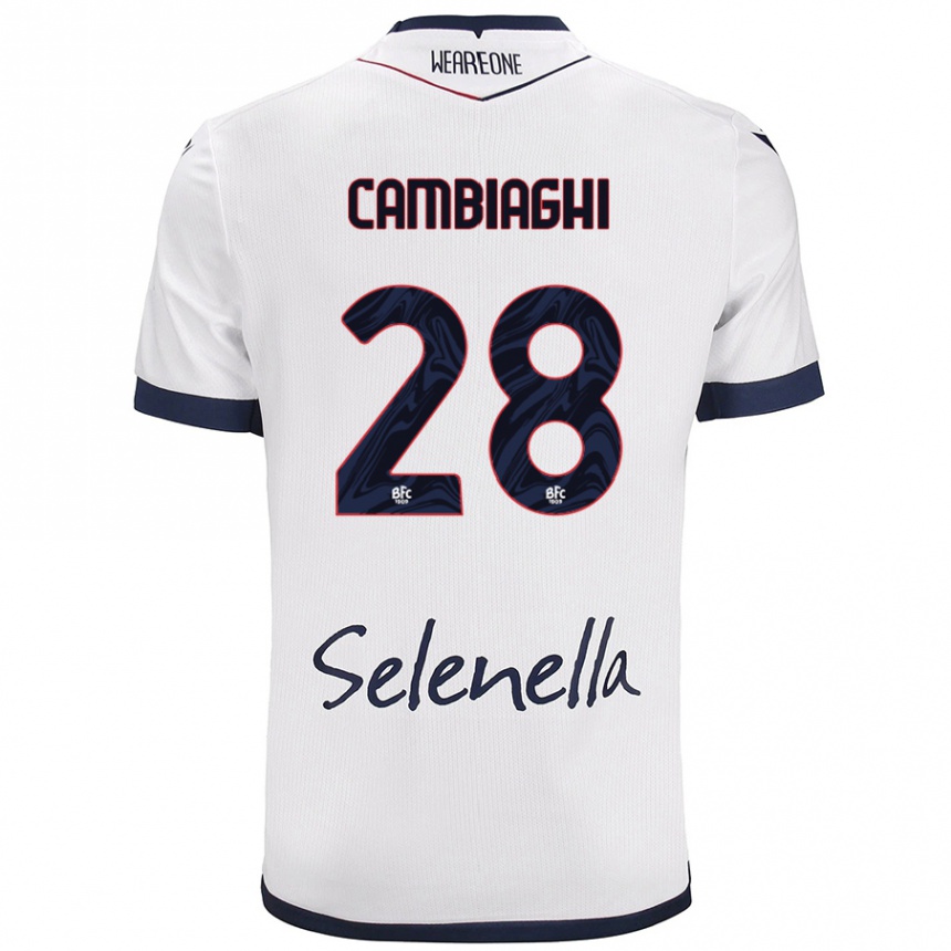 Kids Football Nicolò Cambiaghi #28 White Royal Blue Away Jersey 2024/25 T-Shirt Australia