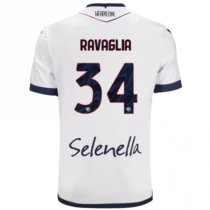 Kids Football Federico Ravaglia #34 White Royal Blue Away Jersey 2024/25 T-Shirt Australia