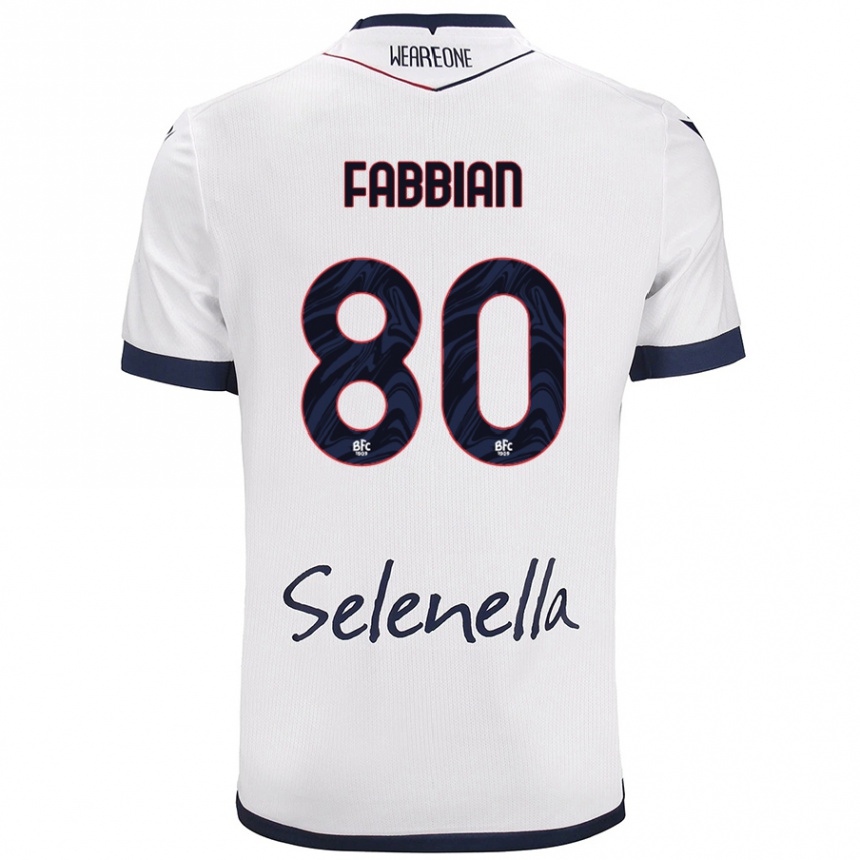 Kids Football Giovanni Fabbian #80 White Royal Blue Away Jersey 2024/25 T-Shirt Australia