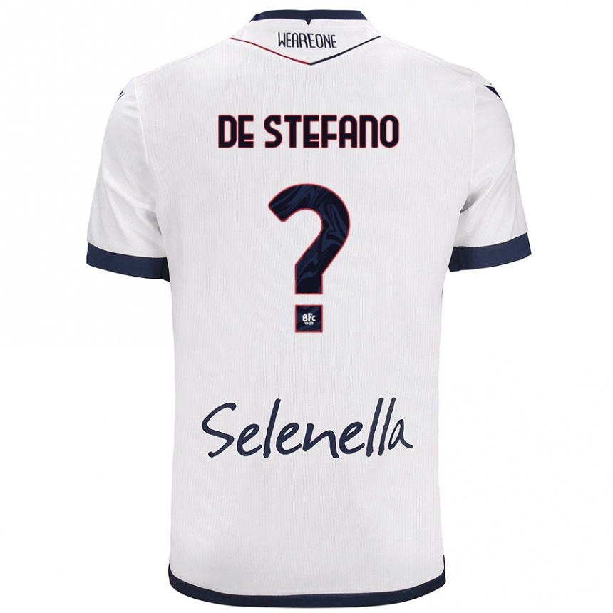 Kids Football Nicolò De Stefano #0 White Royal Blue Away Jersey 2024/25 T-Shirt Australia