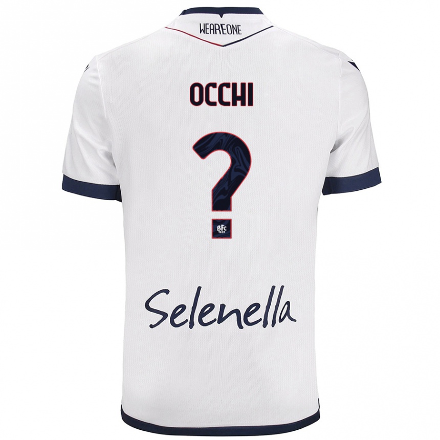 Kids Football Tommaso Occhi #0 White Royal Blue Away Jersey 2024/25 T-Shirt Australia