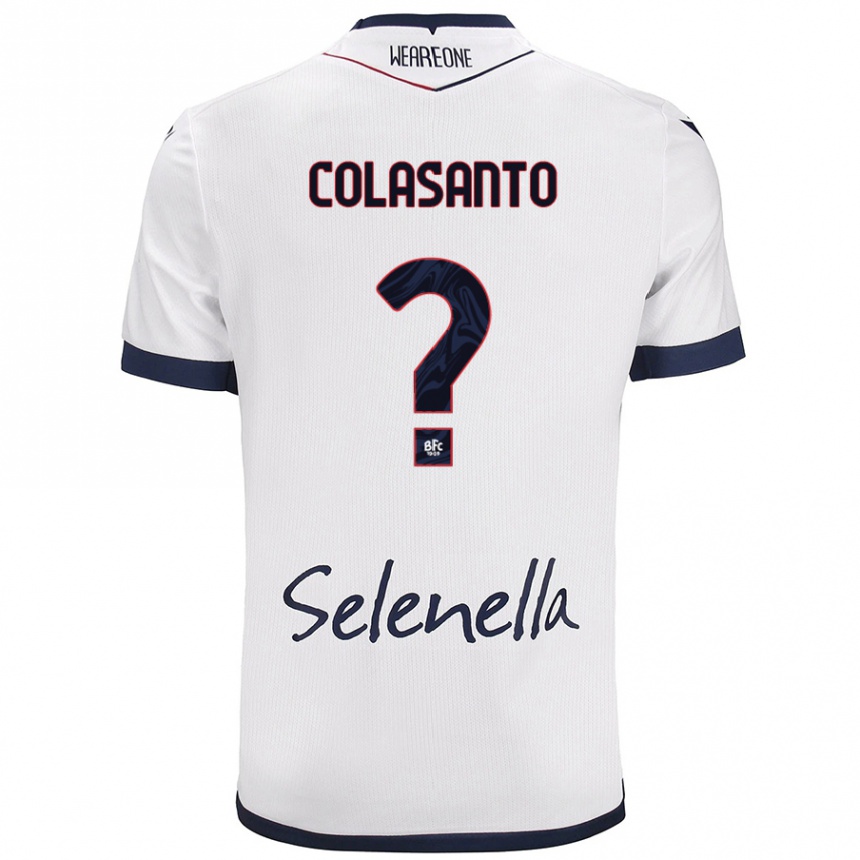 Kids Football Pietro Colasanto #0 White Royal Blue Away Jersey 2024/25 T-Shirt Australia