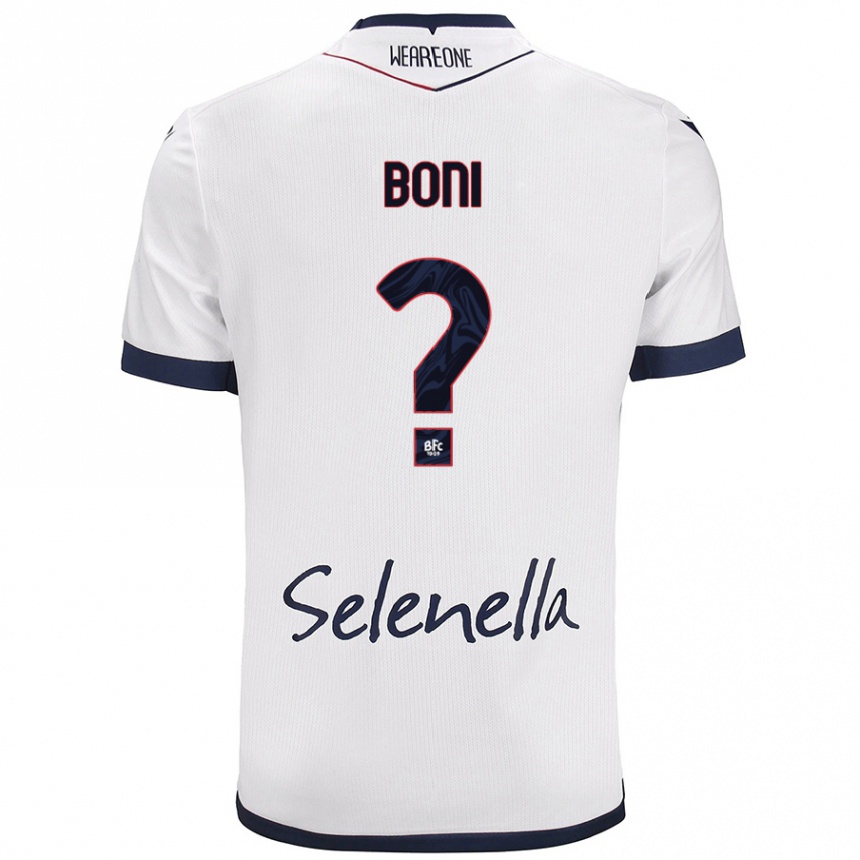 Kids Football Mattia Boni #0 White Royal Blue Away Jersey 2024/25 T-Shirt Australia