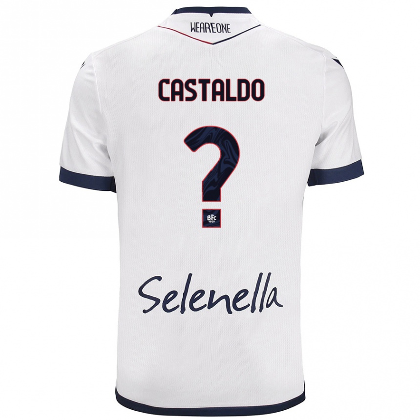 Kids Football Francesco Castaldo #0 White Royal Blue Away Jersey 2024/25 T-Shirt Australia