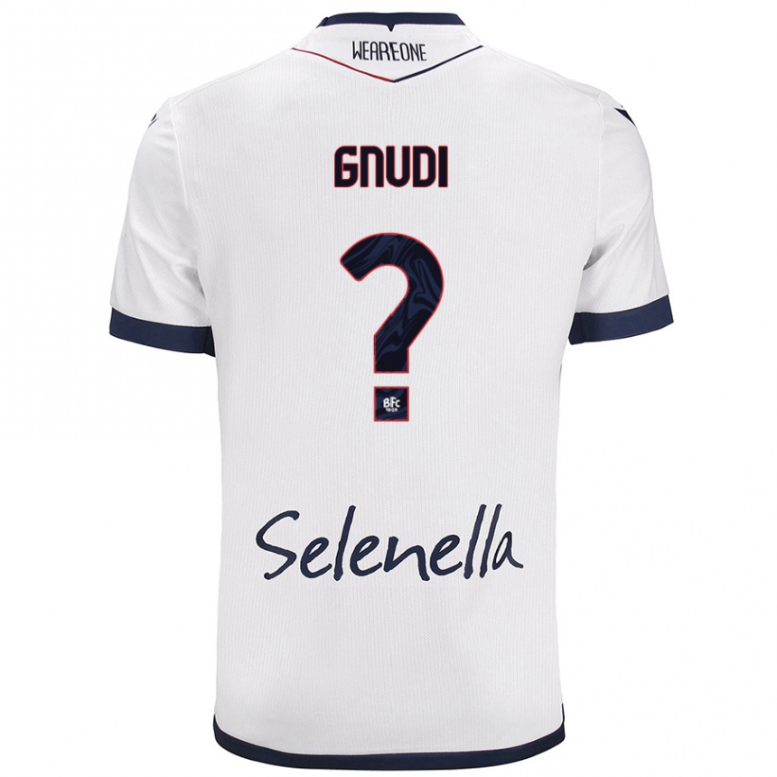 Kids Football Riccardo Gnudi #0 White Royal Blue Away Jersey 2024/25 T-Shirt Australia