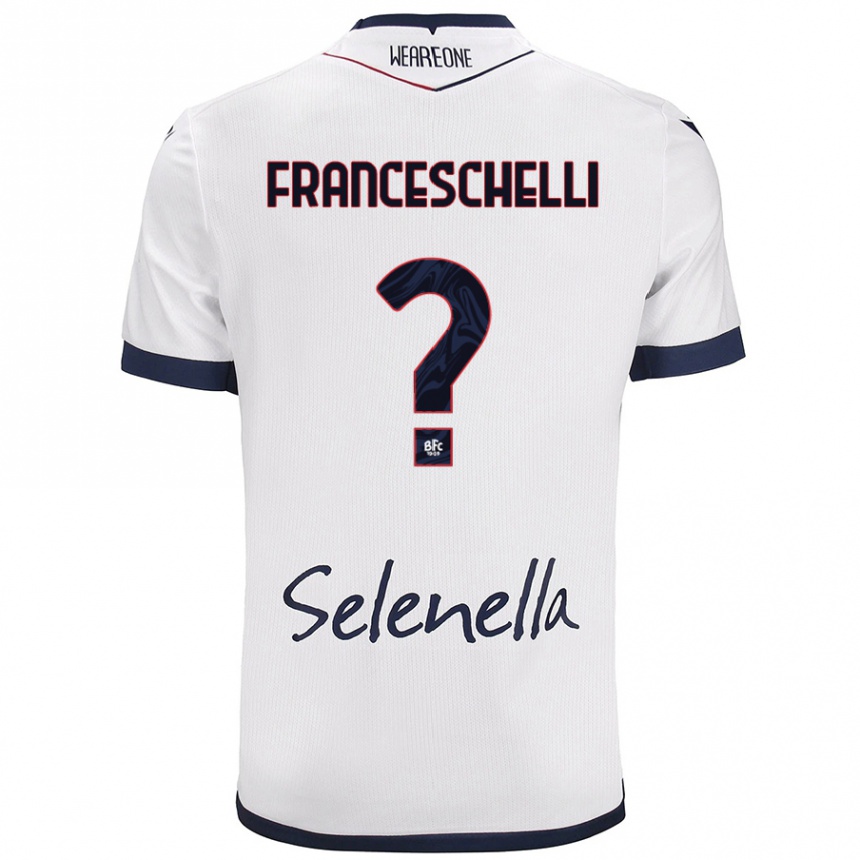 Kids Football Matteo Franceschelli #0 White Royal Blue Away Jersey 2024/25 T-Shirt Australia