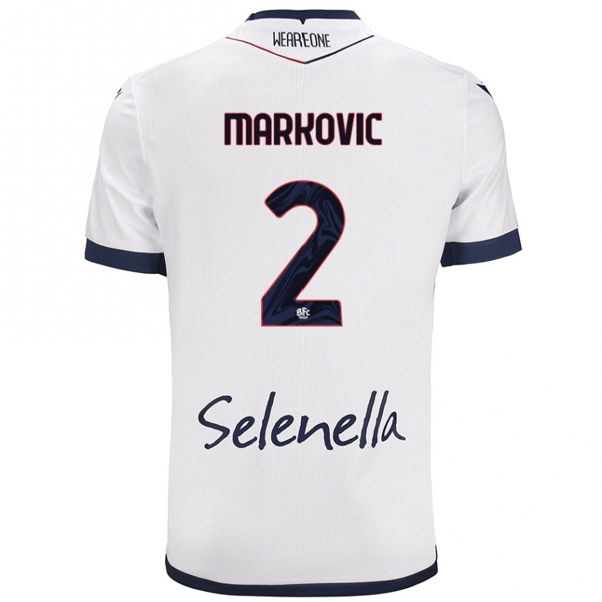 Kids Football Petar Markovic #2 White Royal Blue Away Jersey 2024/25 T-Shirt Australia