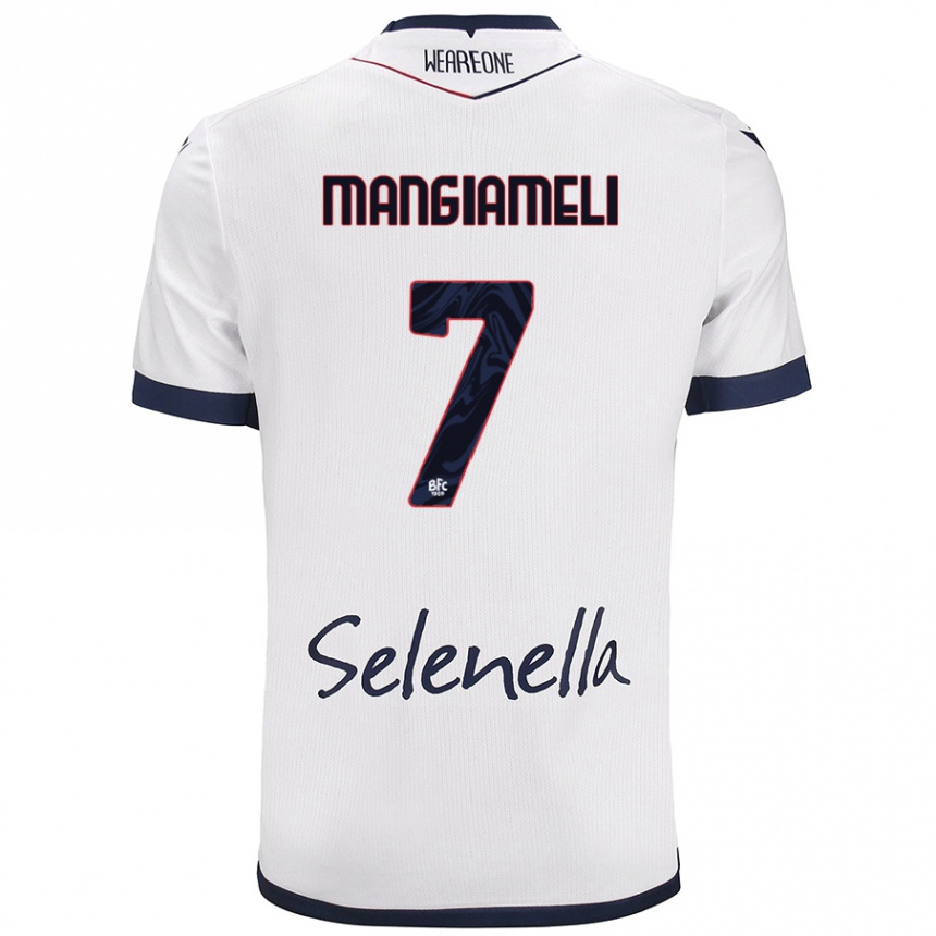 Kids Football Federico Mangiameli #7 White Royal Blue Away Jersey 2024/25 T-Shirt Australia