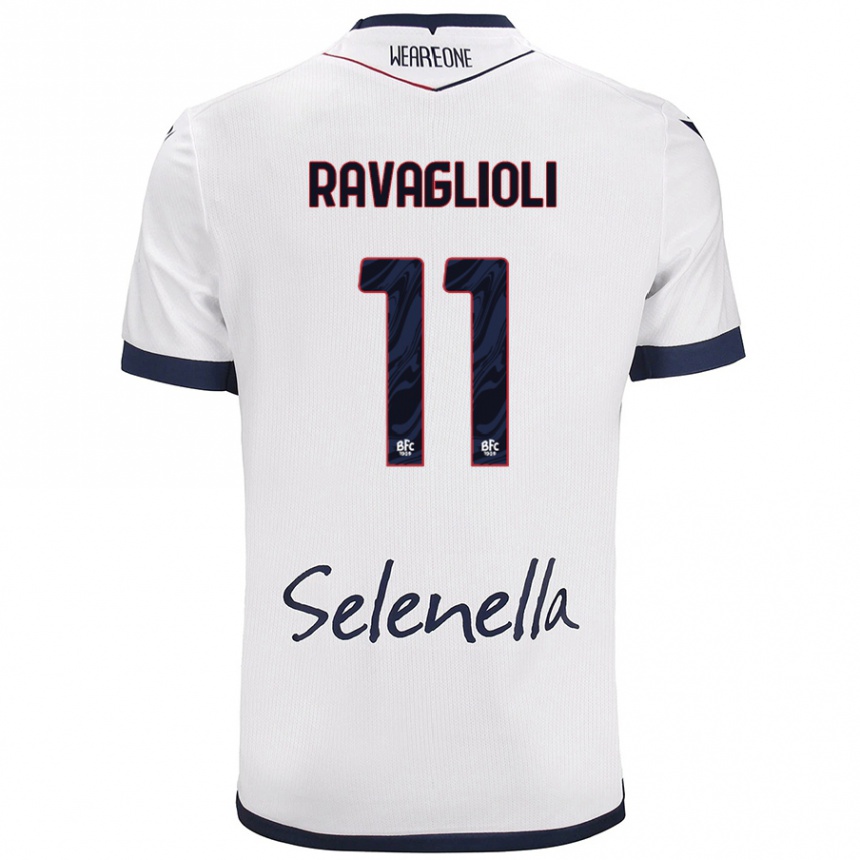 Kids Football Tommaso Ravaglioli #11 White Royal Blue Away Jersey 2024/25 T-Shirt Australia