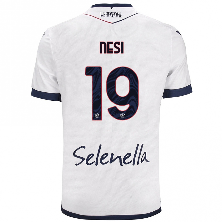 Kids Football Luca Nesi #19 White Royal Blue Away Jersey 2024/25 T-Shirt Australia