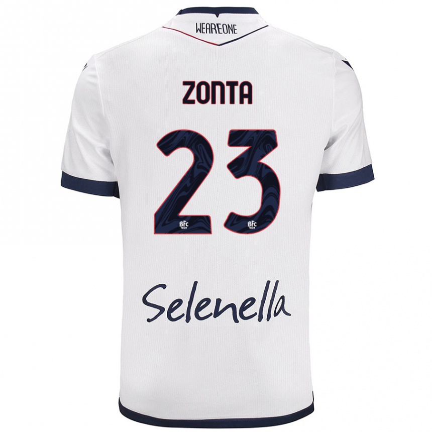 Kids Football Alessandro Zonta #23 White Royal Blue Away Jersey 2024/25 T-Shirt Australia