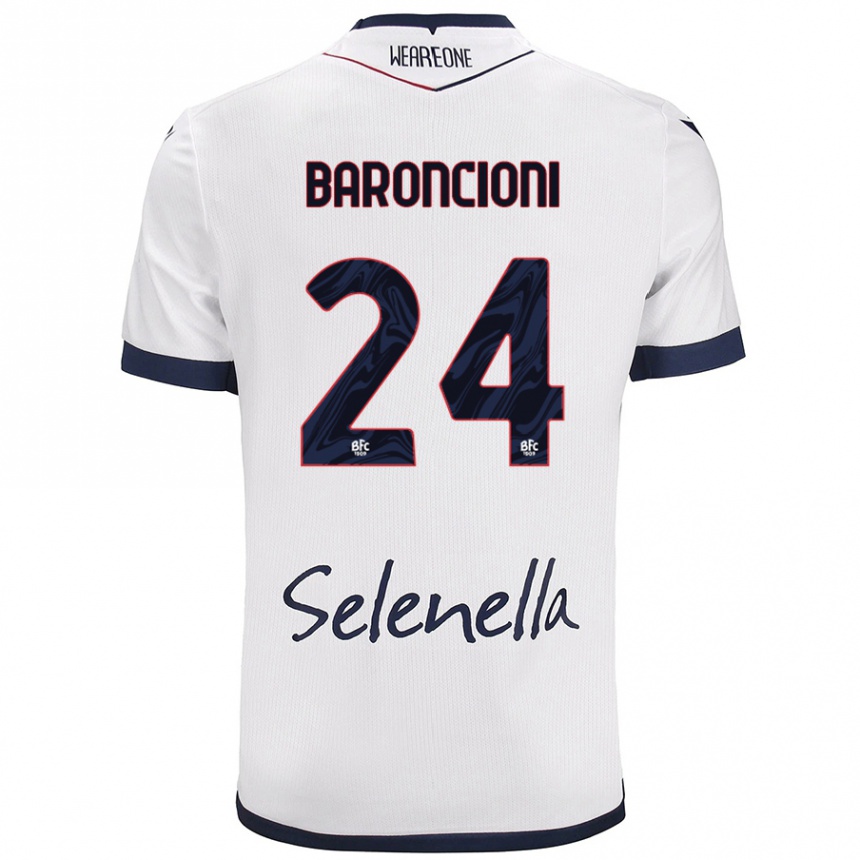 Kids Football Davide Baroncioni #24 White Royal Blue Away Jersey 2024/25 T-Shirt Australia