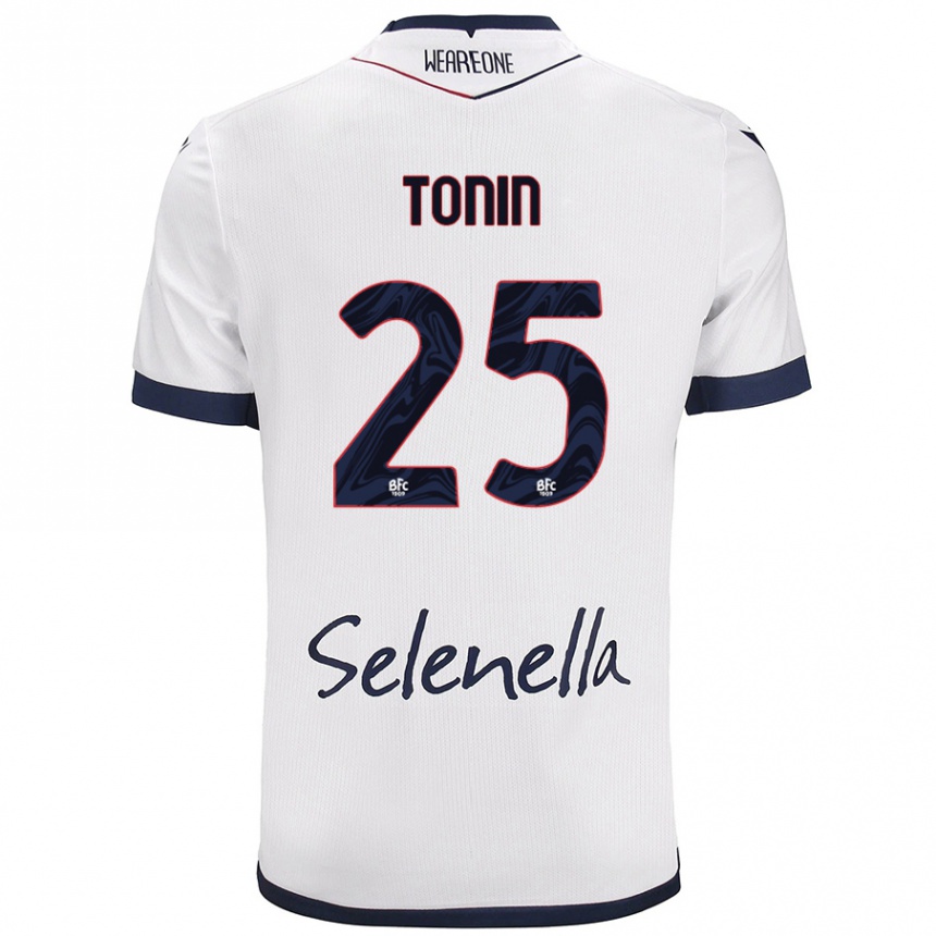 Kids Football Federico Tonin #25 White Royal Blue Away Jersey 2024/25 T-Shirt Australia