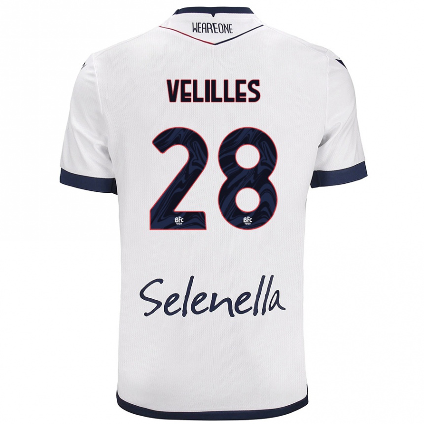 Kids Football Aarón Velilles #28 White Royal Blue Away Jersey 2024/25 T-Shirt Australia