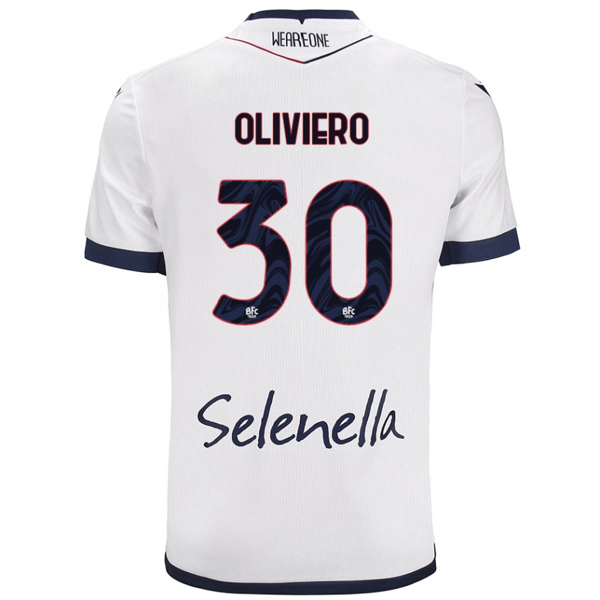 Kids Football Andrea Oliviero #30 White Royal Blue Away Jersey 2024/25 T-Shirt Australia