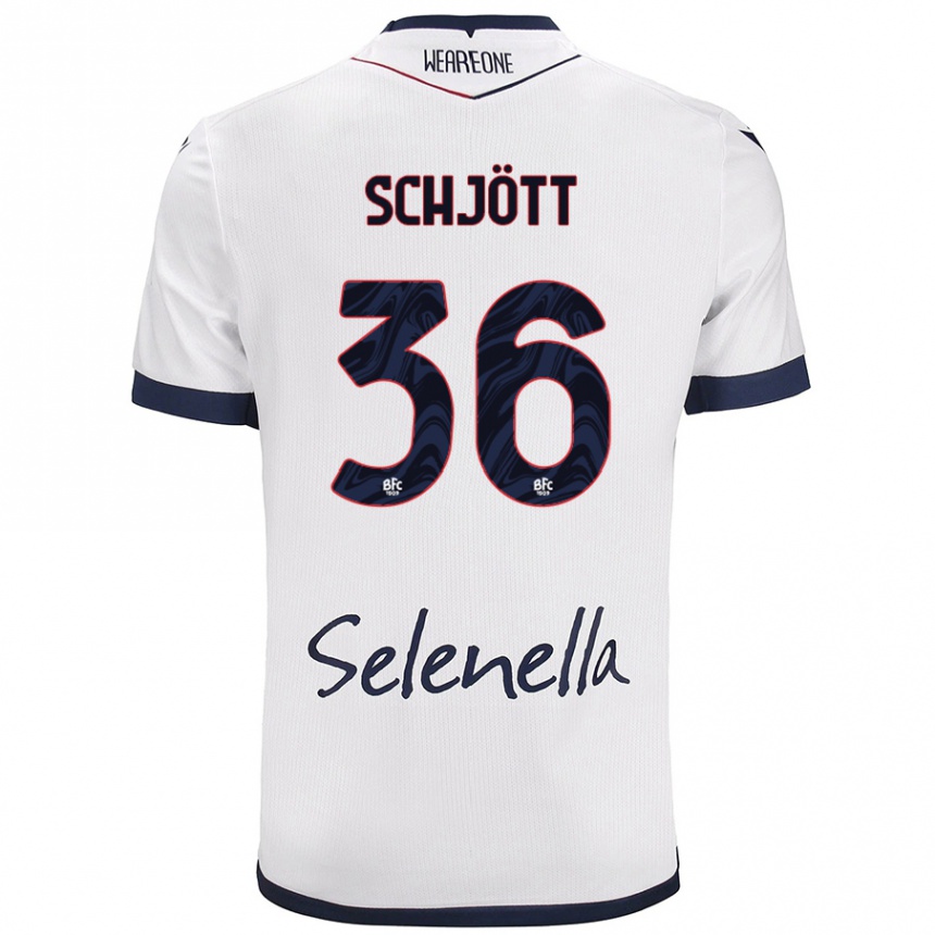 Kids Football Gustav Schjött #36 White Royal Blue Away Jersey 2024/25 T-Shirt Australia