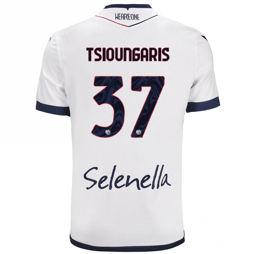 Kids Football Theodoros Tsioungaris #37 White Royal Blue Away Jersey 2024/25 T-Shirt Australia