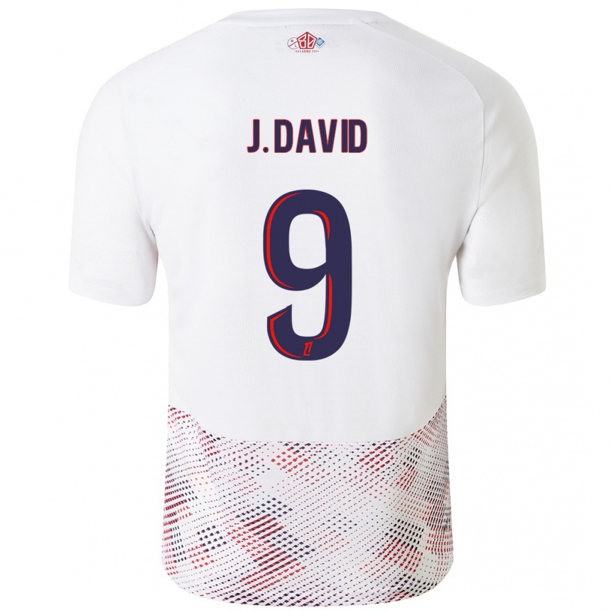 Kids Football Jonathan David #9 White Royal Blue Away Jersey 2024/25 T-Shirt Australia