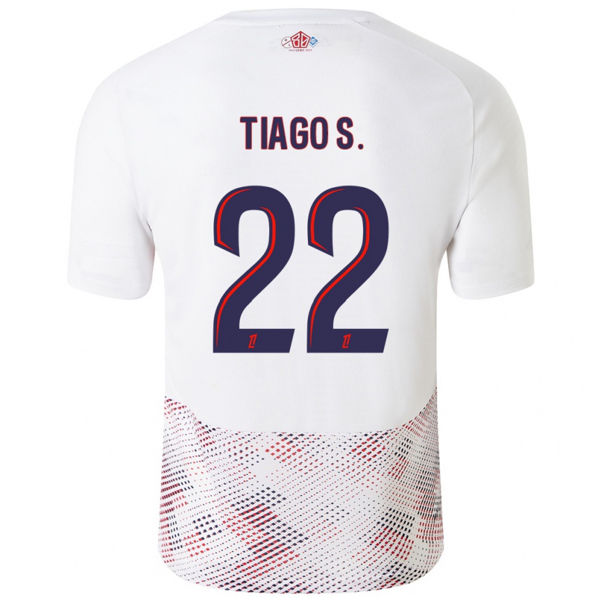 Kids Football Tiago Santos #22 White Royal Blue Away Jersey 2024/25 T-Shirt Australia