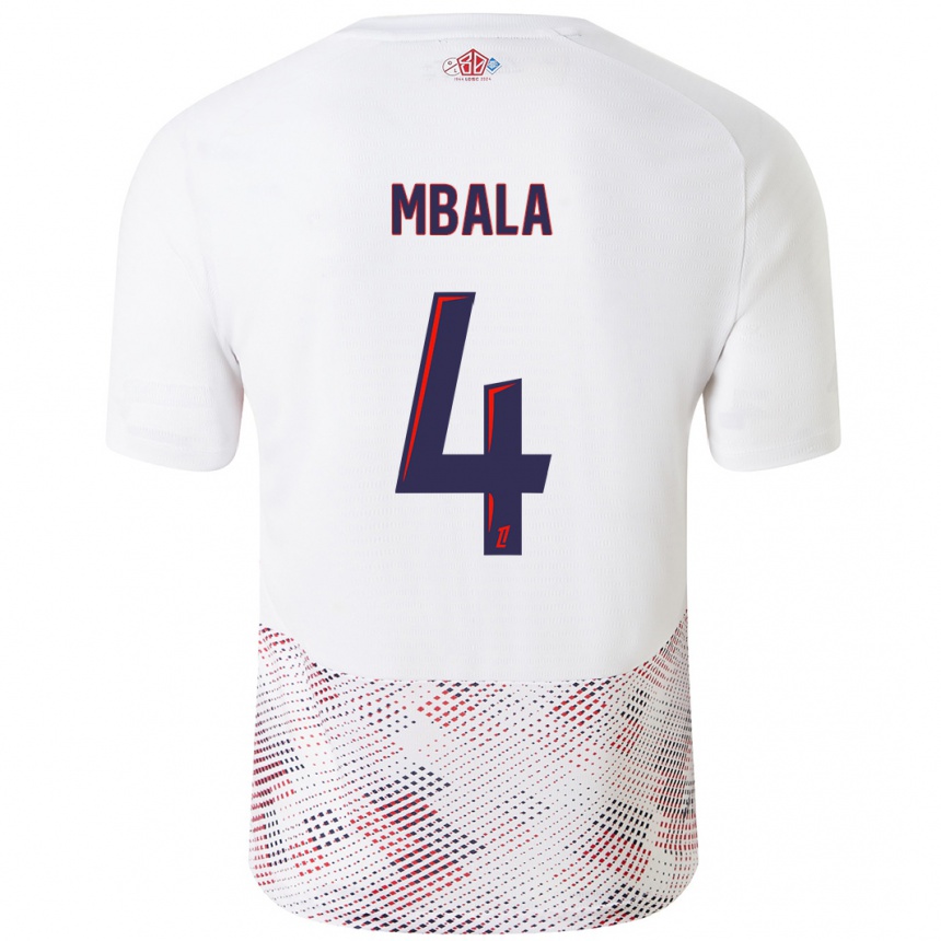 Kids Football Olivia Mbala #4 White Royal Blue Away Jersey 2024/25 T-Shirt Australia