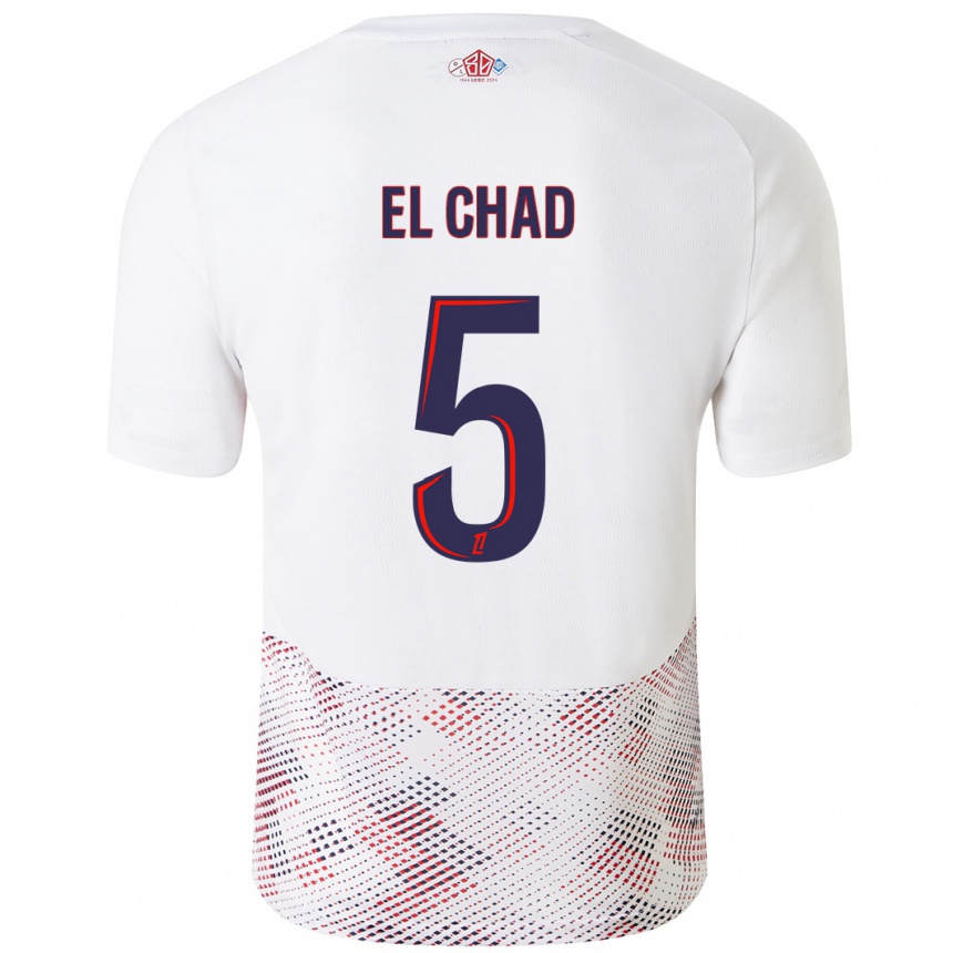 Kids Football Nesryne El Chad #5 White Royal Blue Away Jersey 2024/25 T-Shirt Australia