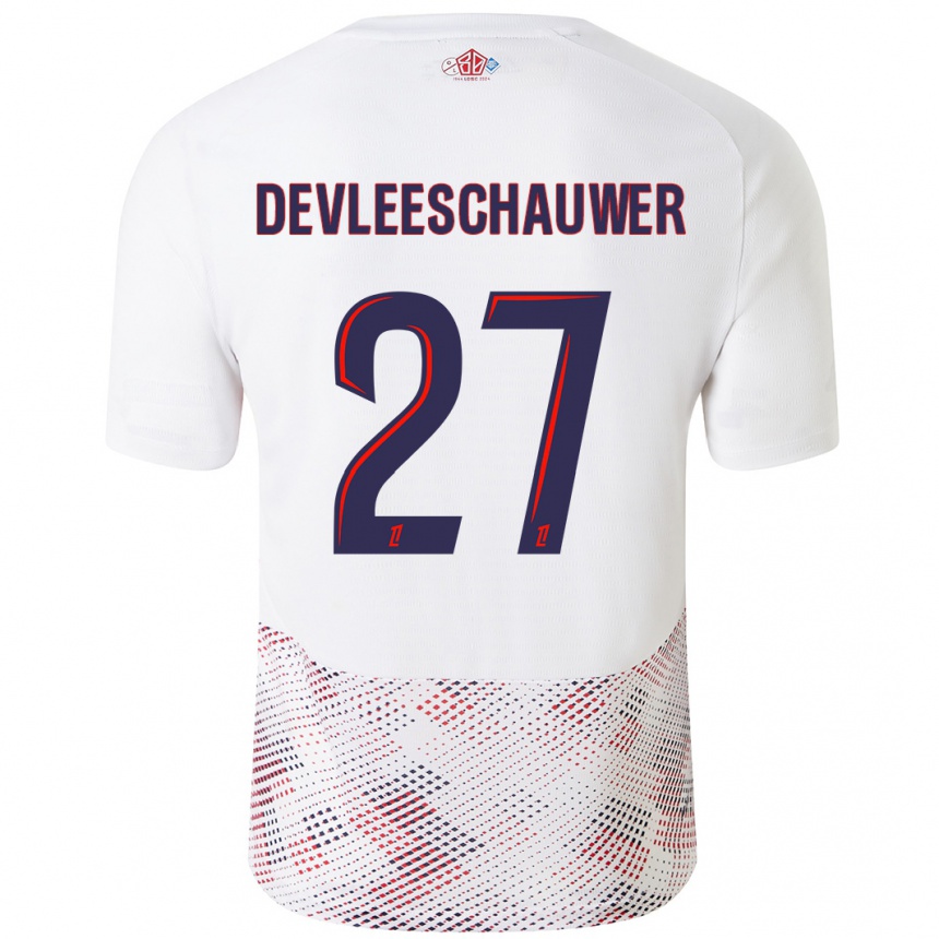 Kids Football Gwenaëlle Devleeschauwer #27 White Royal Blue Away Jersey 2024/25 T-Shirt Australia