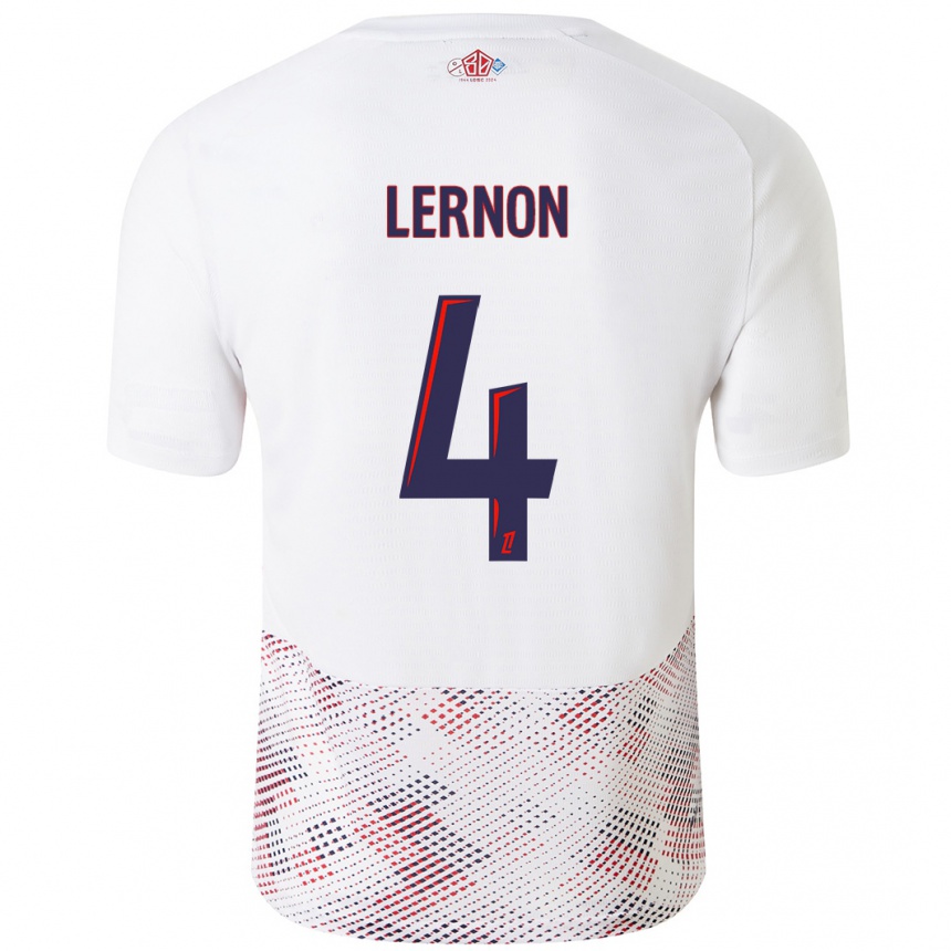 Kids Football Jessica Lernon #4 White Royal Blue Away Jersey 2024/25 T-Shirt Australia