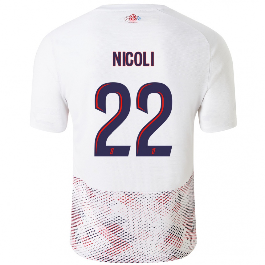 Kids Football Morgane Nicoli #22 White Royal Blue Away Jersey 2024/25 T-Shirt Australia