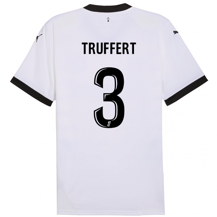 Kids Football Adrien Truffert #3 White Black Away Jersey 2024/25 T-Shirt Australia