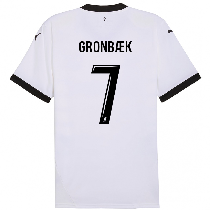 Kids Football Albert Grønbaek #7 White Black Away Jersey 2024/25 T-Shirt Australia