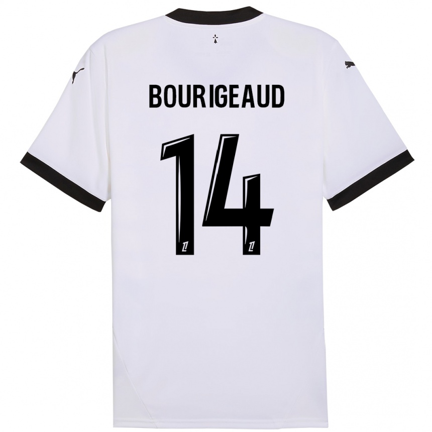 Kids Football Benjamin Bourigeaud #14 White Black Away Jersey 2024/25 T-Shirt Australia