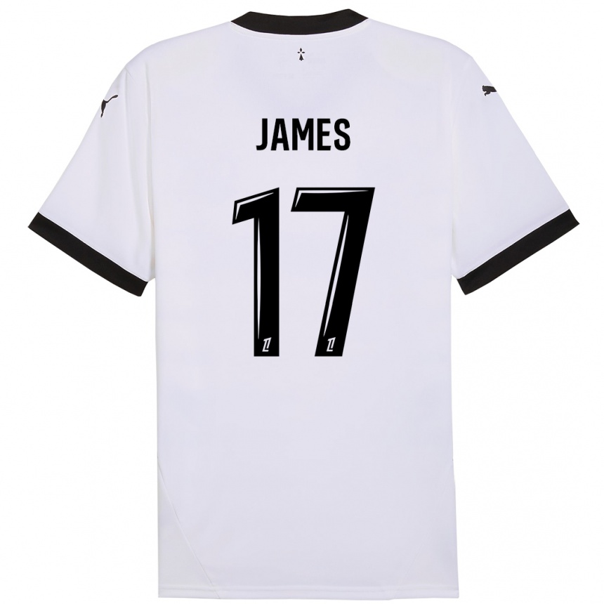 Kids Football Jordan James #17 White Black Away Jersey 2024/25 T-Shirt Australia