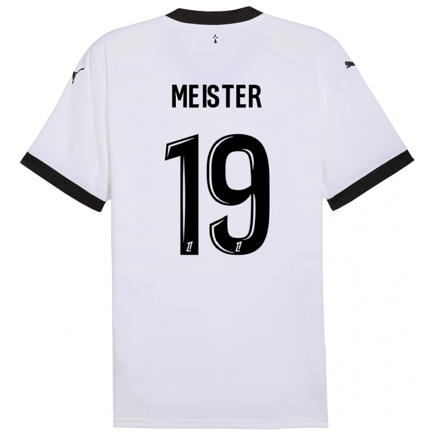 Kids Football Henrik Meister #19 White Black Away Jersey 2024/25 T-Shirt Australia