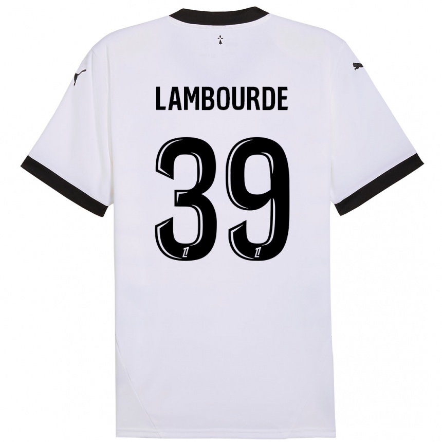 Kids Football Mathis Lambourde #39 White Black Away Jersey 2024/25 T-Shirt Australia