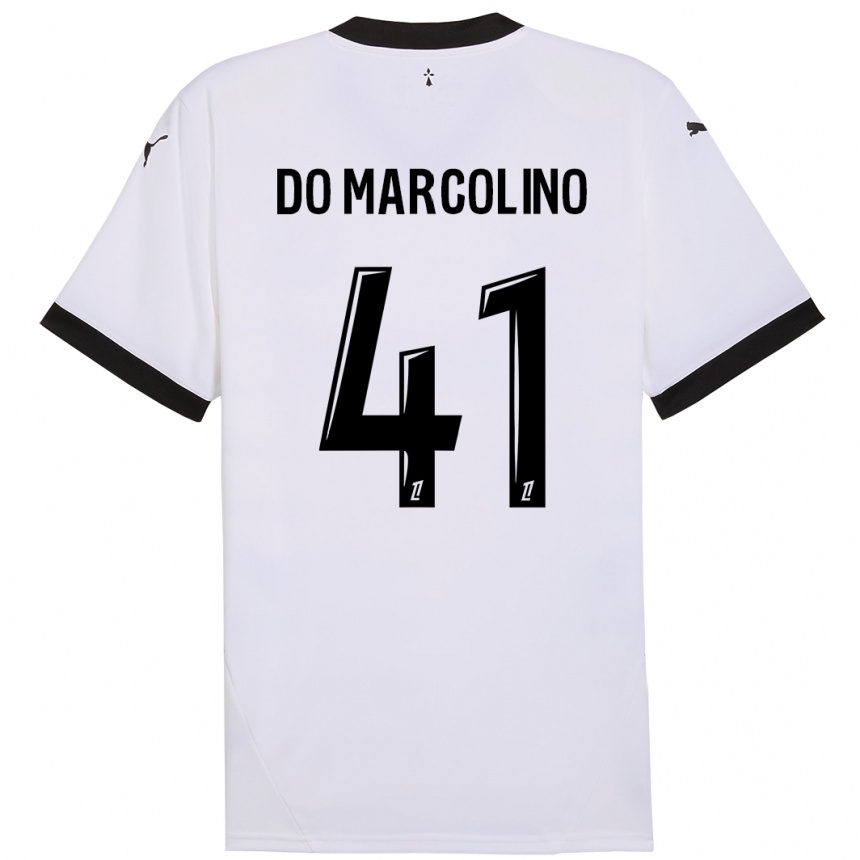 Kids Football Alan Do Marcolino #41 White Black Away Jersey 2024/25 T-Shirt Australia