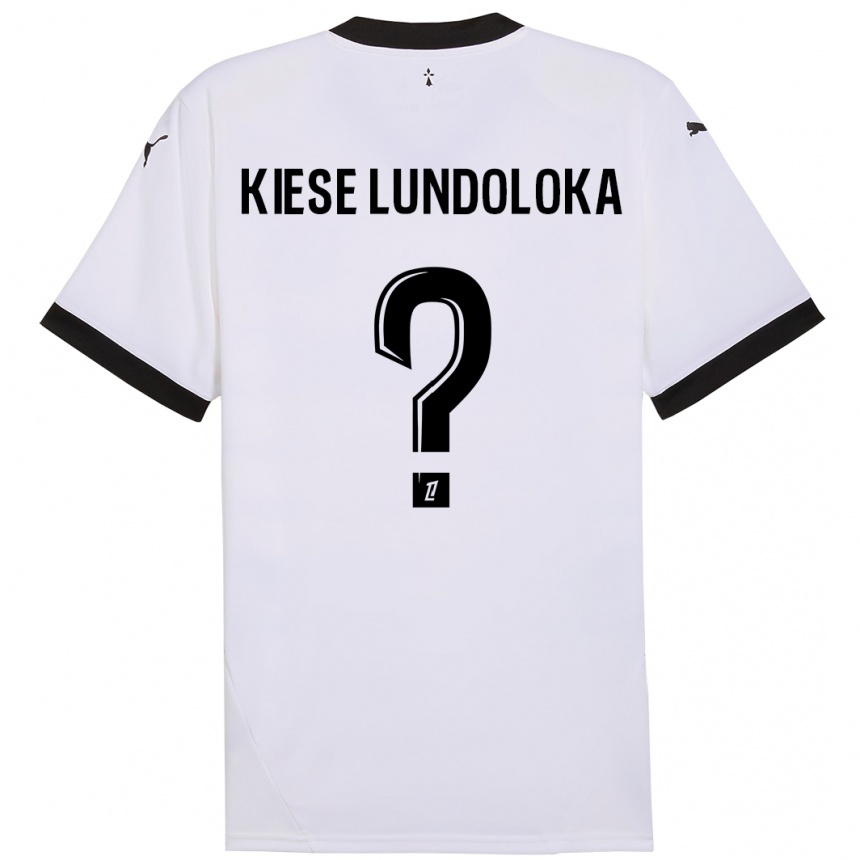 Kids Football Jeanslor Kiese Lundoloka #0 White Black Away Jersey 2024/25 T-Shirt Australia