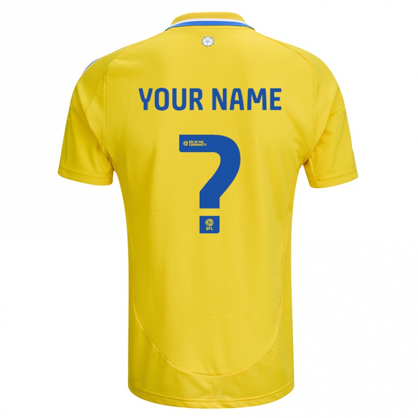 Kids Football Your Name #0 Yellow Blue Away Jersey 2024/25 T-Shirt Australia