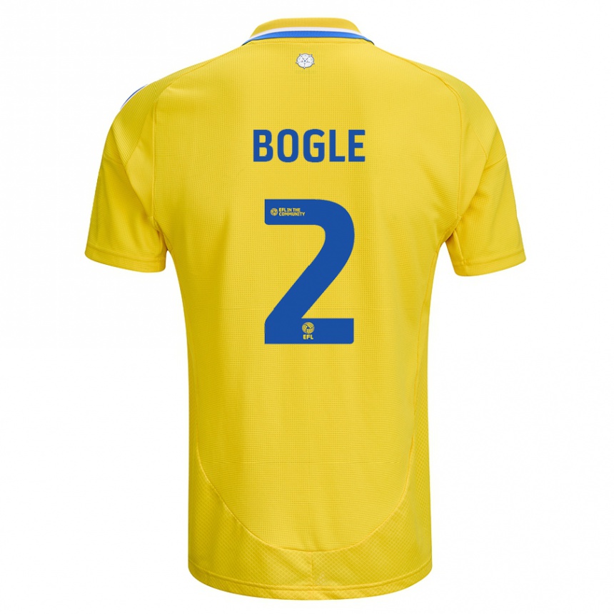 Kids Football Jayden Bogle #2 Yellow Blue Away Jersey 2024/25 T-Shirt Australia