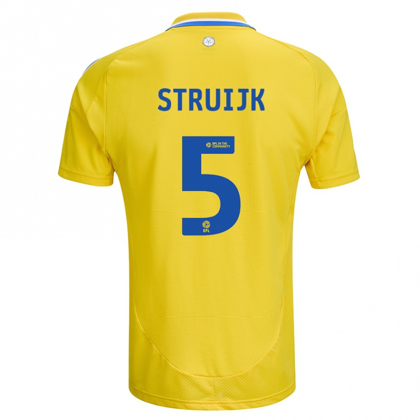 Kids Football Pascal Struijk #5 Yellow Blue Away Jersey 2024/25 T-Shirt Australia