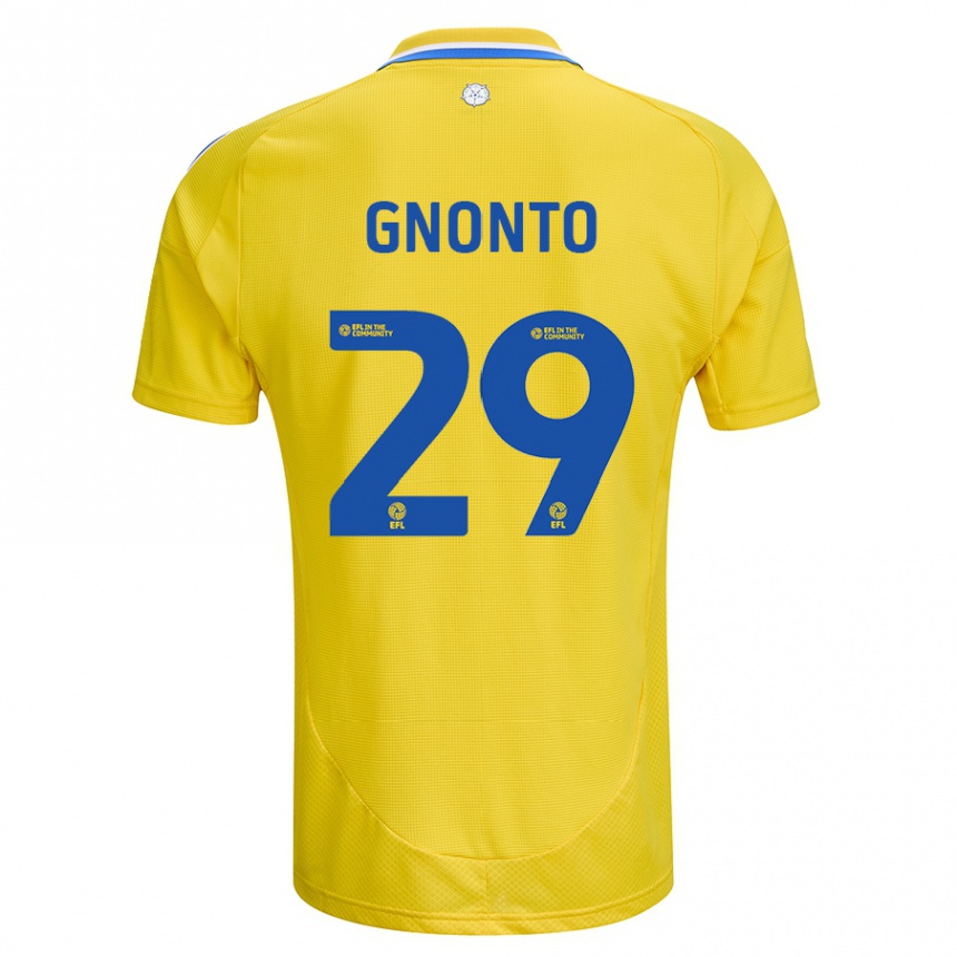 Kids Football Wilfried Gnonto #29 Yellow Blue Away Jersey 2024/25 T-Shirt Australia