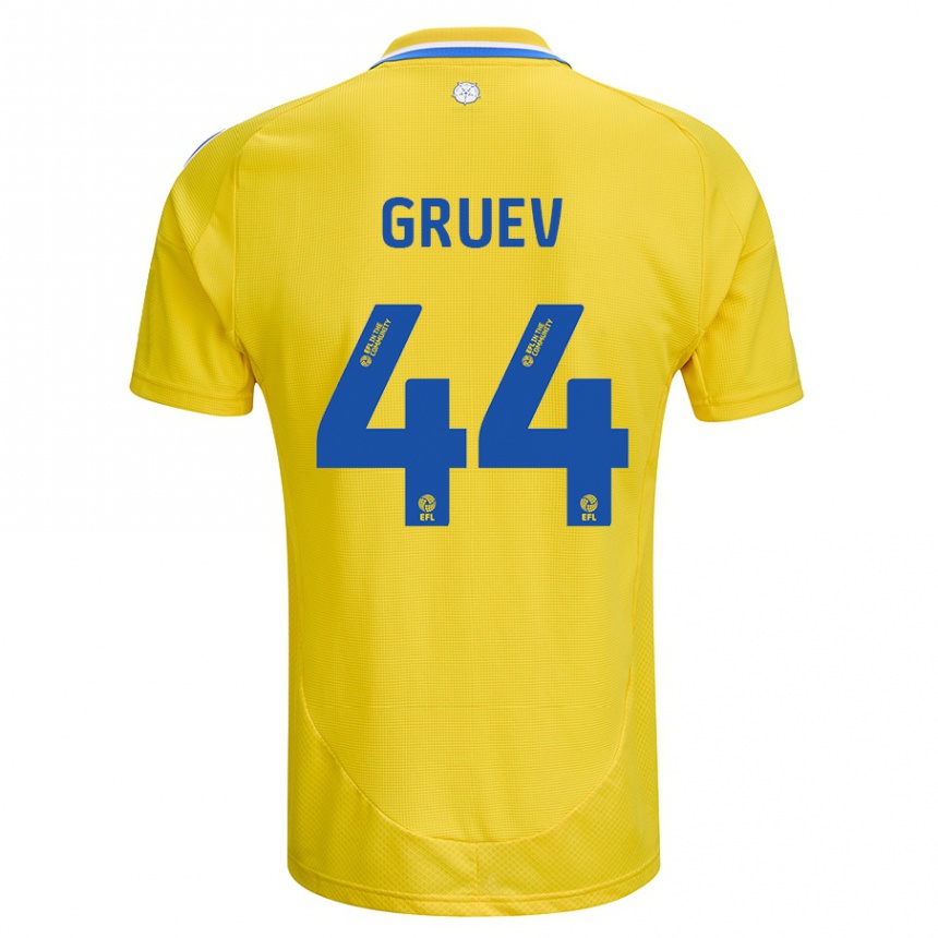 Kids Football Ilia Gruev #44 Yellow Blue Away Jersey 2024/25 T-Shirt Australia