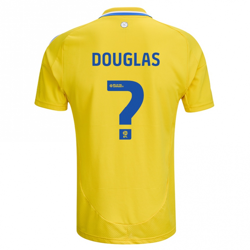 Kids Football Connor Douglas #0 Yellow Blue Away Jersey 2024/25 T-Shirt Australia