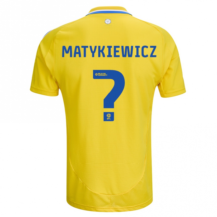 Kids Football Luke Matykiewicz #0 Yellow Blue Away Jersey 2024/25 T-Shirt Australia