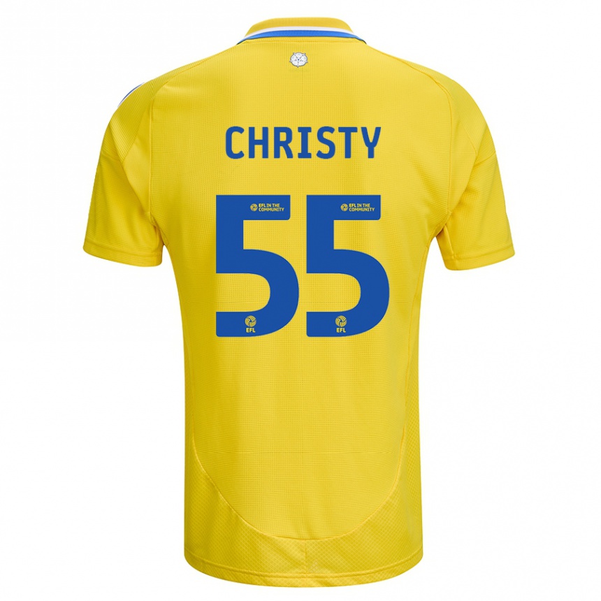 Kids Football Harry Christy #55 Yellow Blue Away Jersey 2024/25 T-Shirt Australia