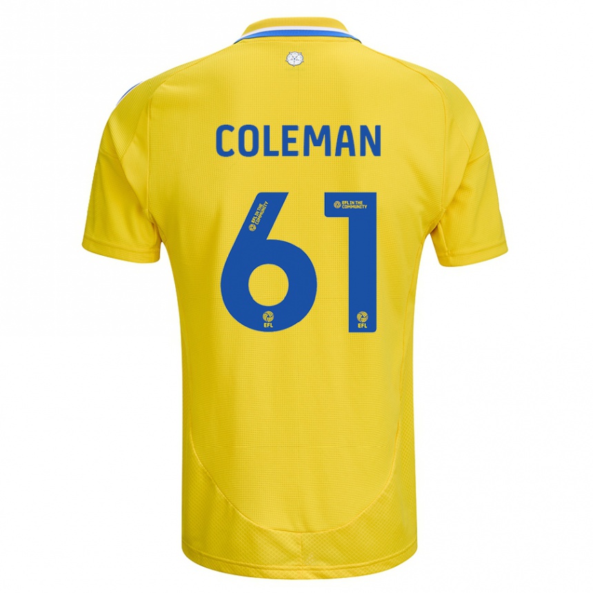 Kids Football Cian Coleman #61 Yellow Blue Away Jersey 2024/25 T-Shirt Australia